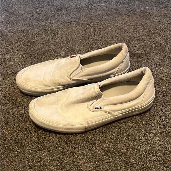 Vans Men's Cream Slip-On Sneakers - Picture 2 of 6